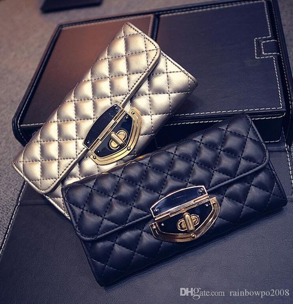

wholesale brand fashion handbags lingge spiraea women wallet and buckle woman long wallets all-match leather purse with large capacity, Red;black