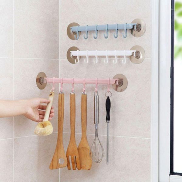 

hooks & rails 6 self-adhesive wall rack coat towel hanger space saving organizer for kitchen bathroom1