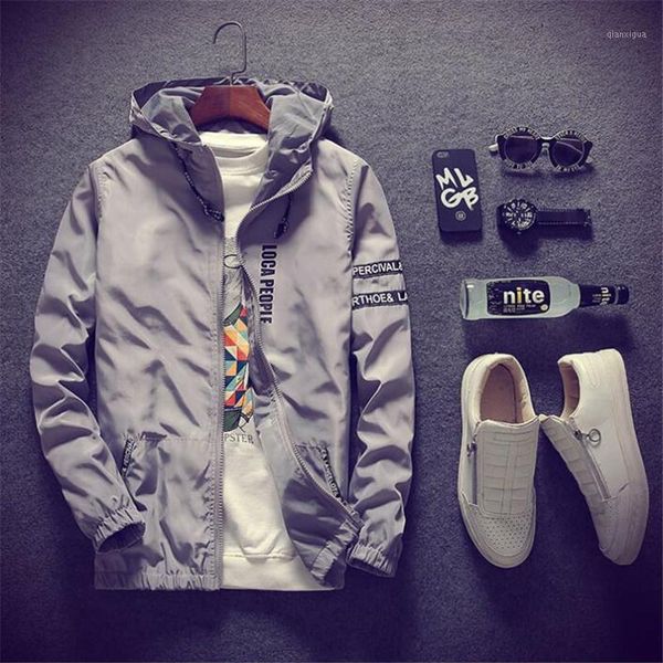 

new fashion hooded jacket men zipper letters printed thin bomber baseball jacket spring casual jackets coat men long sleeve 5xl1, Black;brown