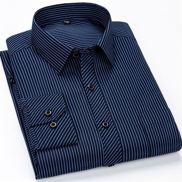 

plus large size 9xl 8xl 7xl mens casual business long sleeved shirt classic plaid striped male social dress oversized shirts 220312, White;black