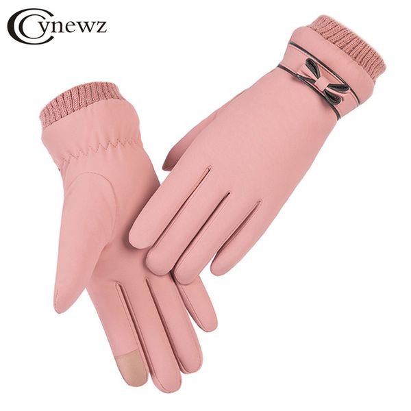 

fashion winter women windproof waterproof internal plush warm lady mittens touch screen skin-friendly soft female gloves, Blue;gray