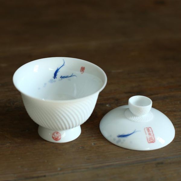 

tangpin teaware sets ceramic teapot kettle handpainted gaiwan fish teacup porcelain chinese kung fu tea set bbyprx