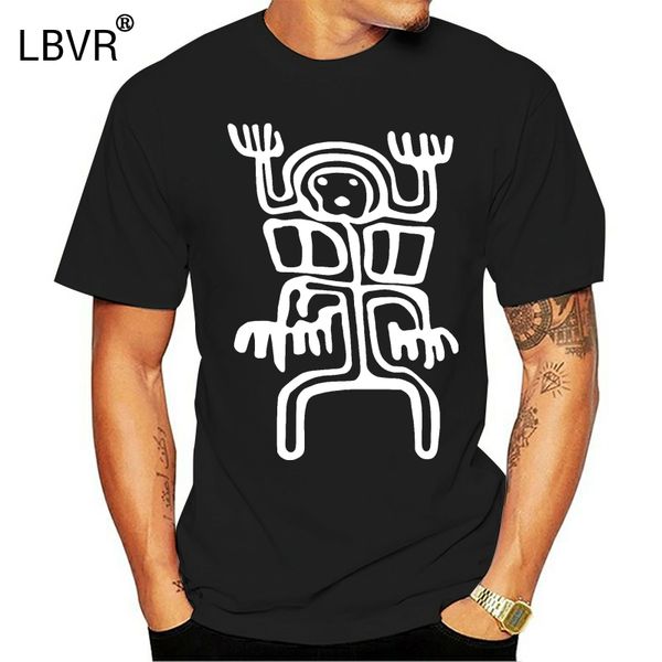 

отпечатано мужчины футболка хлопок тенниска o-образным вырезом с коротким рукавом женщины t-shirt племенных чуждо петроглифов белый 2 спорт