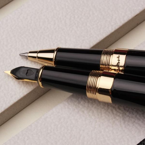 

picasso pimio luxury fountain pen rollerball pen notebook gift set 0.5mm gold clip black business office gift pens with a box1
