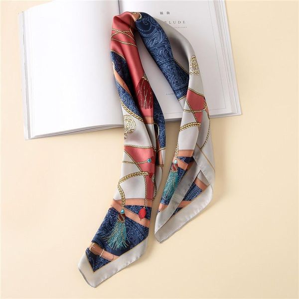 

scarves 2021 fashion autumn tabby printed small square towel retro elegant women's scarf han ban-style business decoration neckerchief, Blue;gray
