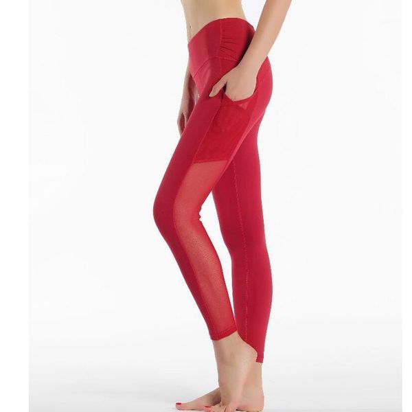 

2020 new mesh pants women gym leggings woman full-length leggings1, Black