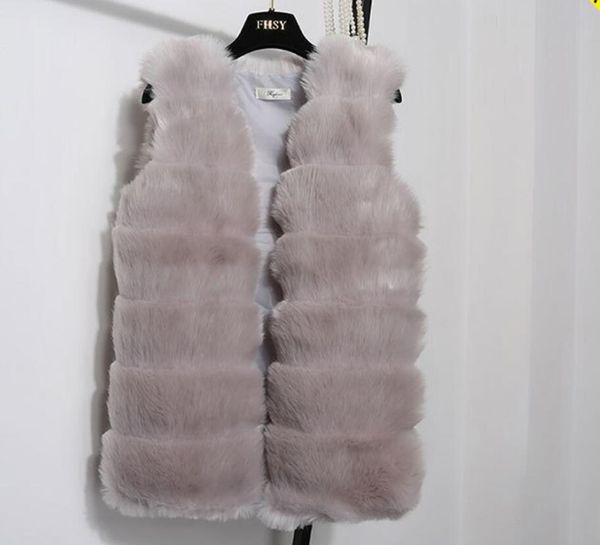 

2020 autumn and winter special offer faux fur waistcoat korean version mid-length hairy slim women's fox fur vest jacket, Black;white