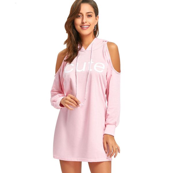 

wide shoulder fashion truffle letter print hooded dress sporty, Black;gray