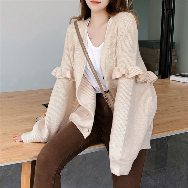 

hch4s and infrared coat loose short women's autumn net sweater solid color large size winter coat sweater cardigan women's western, White;black