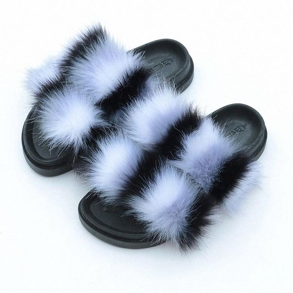 

women fur home slippers mix color slides women's flats ladies leopard thick bottom female shoes 2020 woman plush drop shipping #ku4o, Black