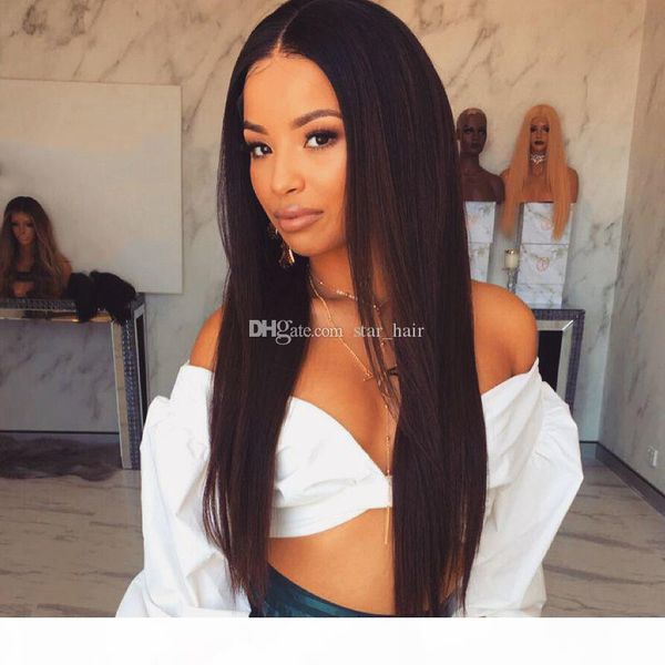 

silk straight brazilian virgin hair full lace human hair wigs lace front wigs glueless full lace wig for black women, Black;brown