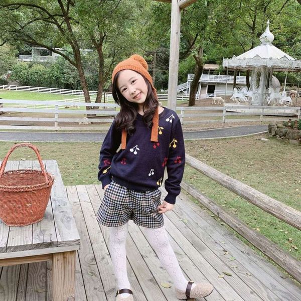 

jacquard children's black sweater tibetan green cherry t-shirt, Blue
