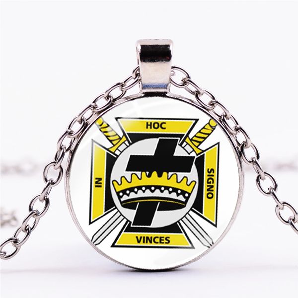 

knights templar red cross necklace masonic symbol creative patterns crusaders solomons cross pendants choker for men, Silver