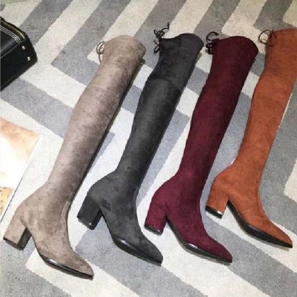

women heels autumn and winter knitted elastic boots socks and knee boots fashion stockings shoes long boots 74, Black