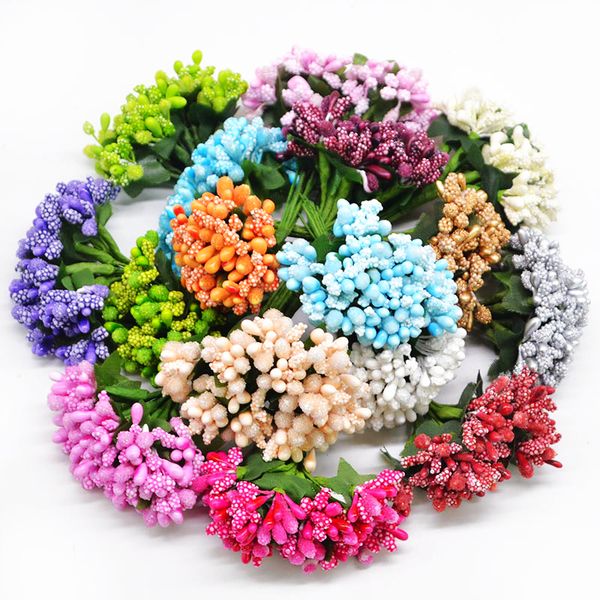 

12pcs/lot handcraft artificial stamen sugar wedding party decoration diy wreath gift box scrapbooking fake flowers