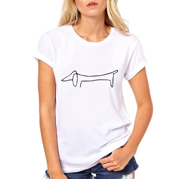 

casual t-shirt dachshund dog dog european and american street trend short sleeve t-shirt female, White