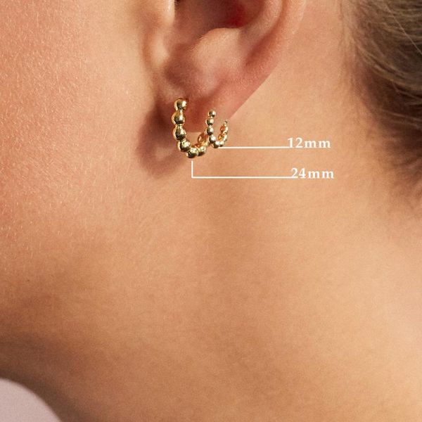 

minimalist small round beads hoop earrings for women punk geometric circle earring female huggie ear clip jewelry, Golden;silver