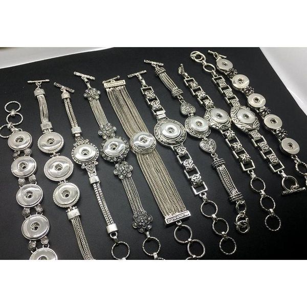 

wholesale 20pcs lot different style silver snap charm bracelet interchangeable diy snap jewely bangle fit 18mm g jllequ home003, Golden;silver