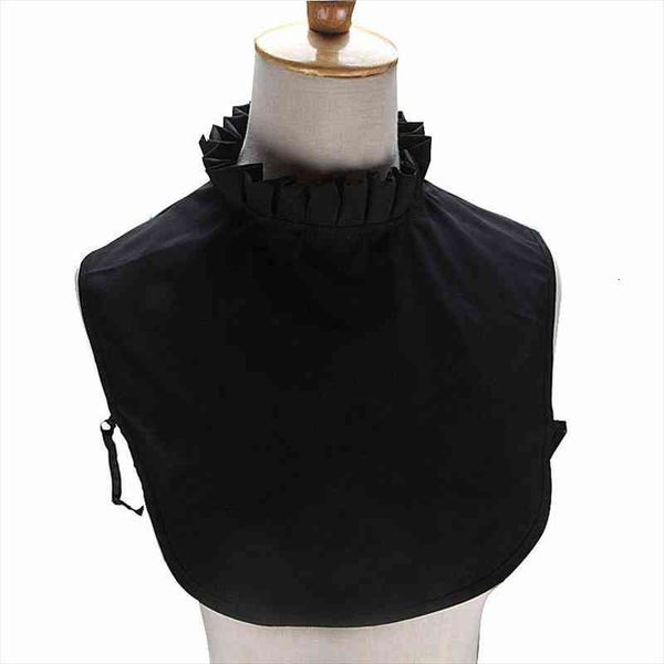 

fashion korea wild college navy striped sweater bottom wooden stand fake collar female half-high lotus leaf lace beaded ladies, White