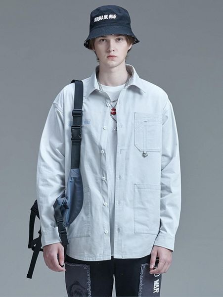 

men slogan graphic pocket front shirt 99sx#, White;black
