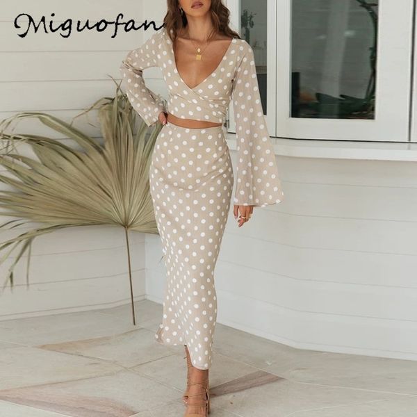 

miguofan fashion long party dress female polka dot bodycon pencil dress ladies autumn winter long sleeve dress suits lj201202, White;black