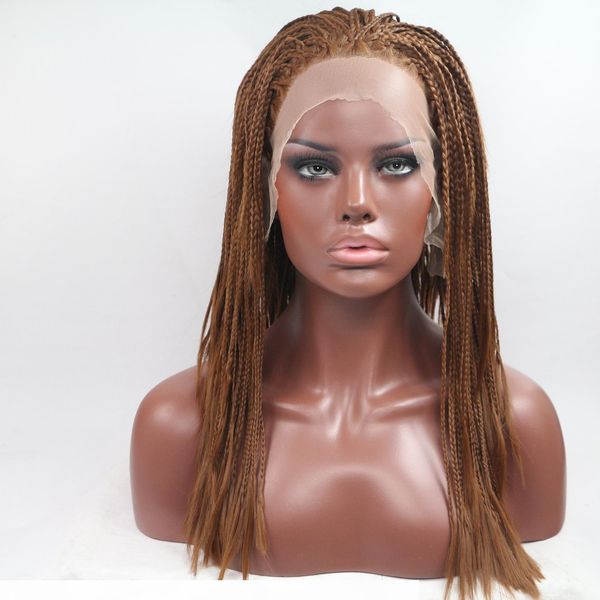 

18 & 20 inch bomb twist glance dreadlock synthetic hair crochet braid lace front braiding women curly wigs thic fiber wig, Black