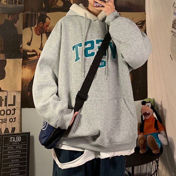 

2021 new privathinker men's oversized korean hoodies autumn winter new woman pullovers hooded sweatshirts warm clothing u7hn, Black