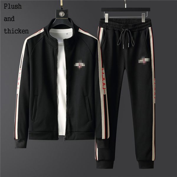 

men's designer sportswear plush warm sweatshirt set men's track and field sportswear coat black jacket jacket hoodie sweatshirt, Gray