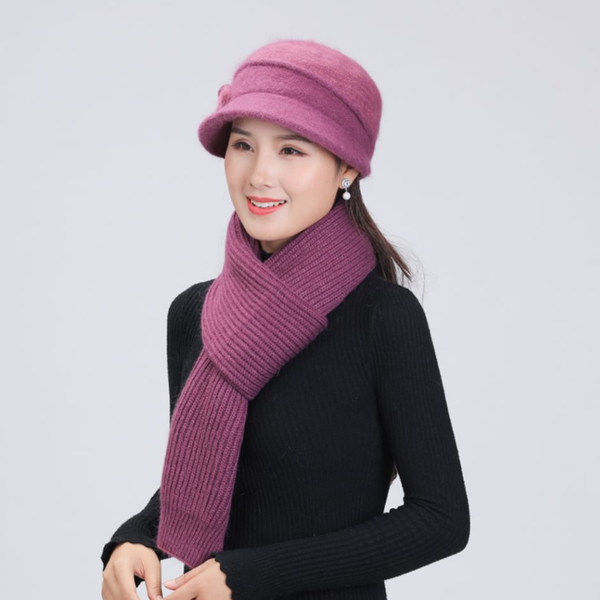 

beanie/skull caps women knitted beanie hat winter female fur warm casual skullies beanies brand solid mother hats and scarf, Blue;gray