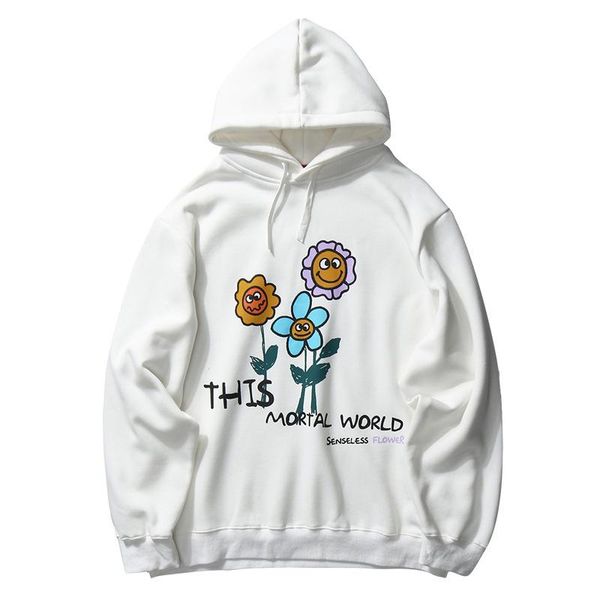 

dropshipping graffiti flowers print streetwear hoodies sweatshirts hip hop casual hooded fashion trend mens outwear, Black