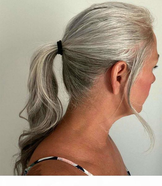 

grey hair wavy culry ponytail hair extension real brazilian remy hair gray ponytail afro clip in drawstring ponytails gergrous 120g, Black
