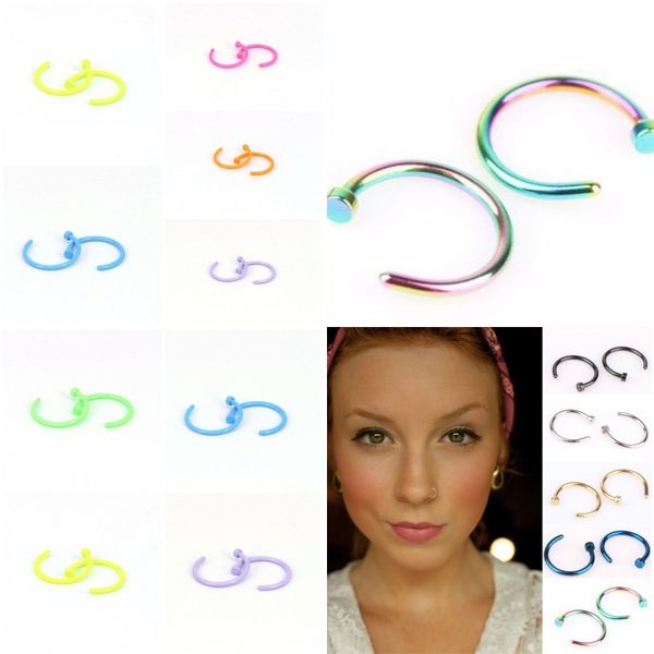 

6 8 10mm popular nose rings c stainless steel solid color mens womens nose hoops piercing jewelry party favor 0 35lq e19