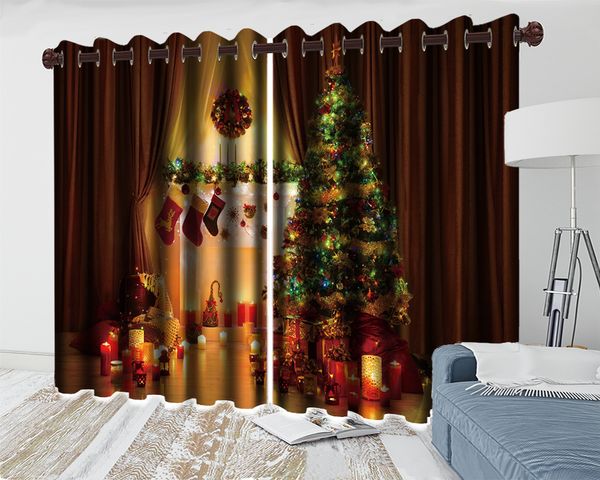 

3d living room curtain beautiful christmas tree 3d curtain romantic landscape modern decoration 3d blackout curtain