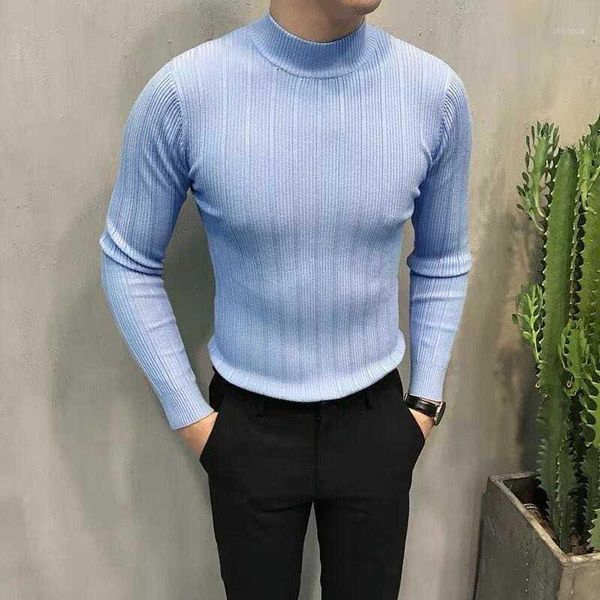 

classic fashion men's slim collar solid color casual sweater1, White;black