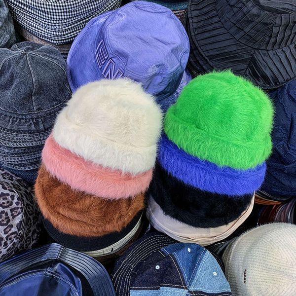 

hair domed female rabbit gentle korean age reducing melon skin hat fashion autumn and winter new, Blue;gray