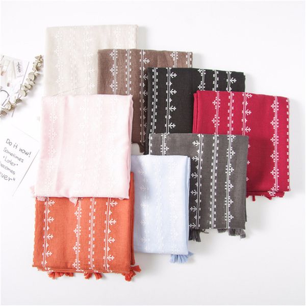 

women fashion embroider floral viscose shawl scarf plain foaming wrap pashmina tassel foulard stole bufandas muslim hijab y201007, Blue;gray
