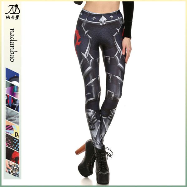 

trend fashion elastic tights digital printing underpants, Black;white