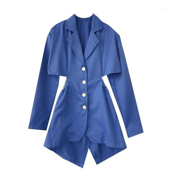 

ewq] 2020 autumn new long sleeve hollow cut design trend ladies casual blazer ladies office coat blue suit sweet women jacket1, White;black