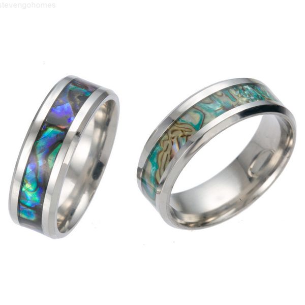 

steel ring colorful shell band rings stainless new fashion jewelry for men women gift willl and sandy 080186, Silver