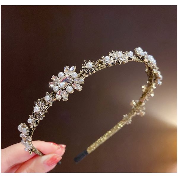 

vintage baroque rhinestones pearl headband for women handmade fashion hair accessory lady hair hoops holder ornament hairbands f bbyfme, Slivery;white