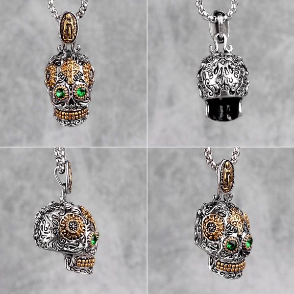 

steampunk череп крест gothic мужчина ожерелье подвеска цепь для boyfriend мужской нержавеющей стали ювелирных изделий creativity подарок опт, Bronze;silver