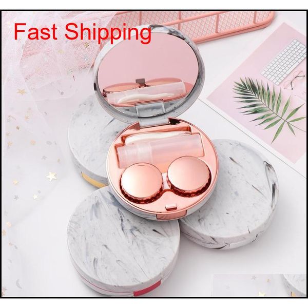 

eie fashion marble stripe contact lens mini colorful round reflective travel holder container storage soaking box case u4w44, Silver
