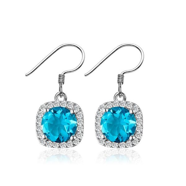 

nasiya fashion cubic zirconia halo drop earrings with colorful stone for cocktail party daily ware, Silver