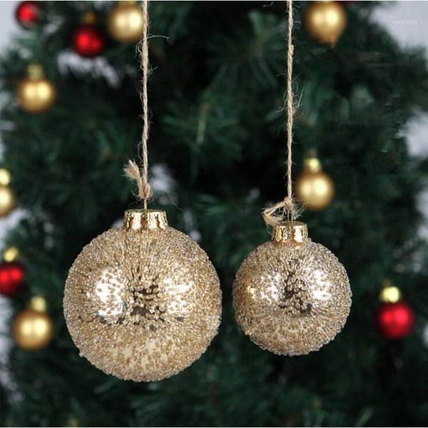 

party decoration diameter=6cm small gold beads christmas glass globe home ball day pendant1