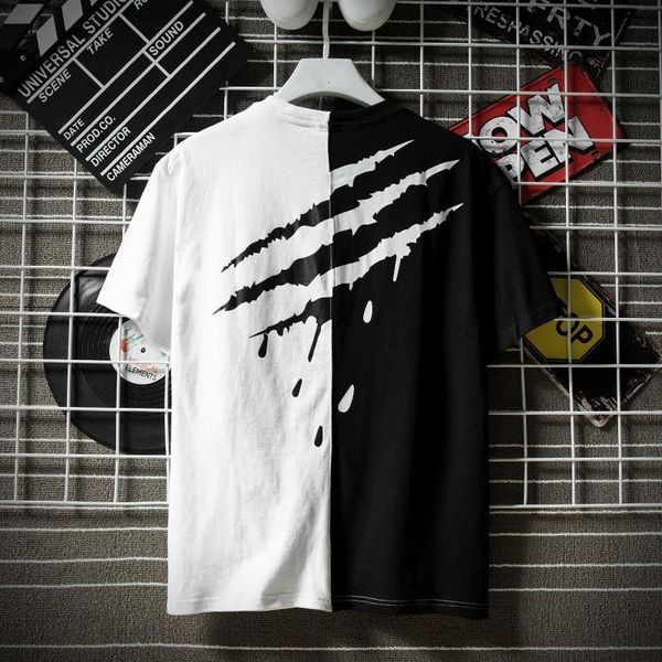 

2021 summer cotton black over size belt t-shirts fashion hip hop short sleeve casual t shirts men ing, White;black