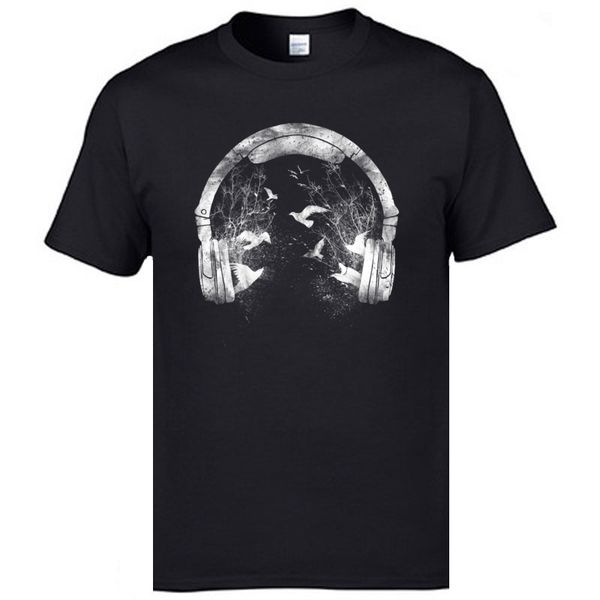 

popular music headphone and birds picture mens short sleeve clothing shirts plus size leisure unique hoodie designers t shirts sweatshirt