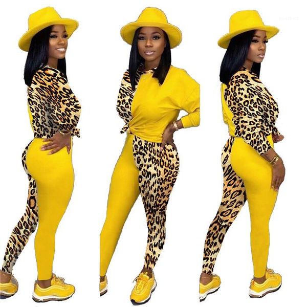

piece pants womens designer o neck long sleeve t shirts slim ladies pencil pants casual women 2 peice sets leopard patchwork two, White