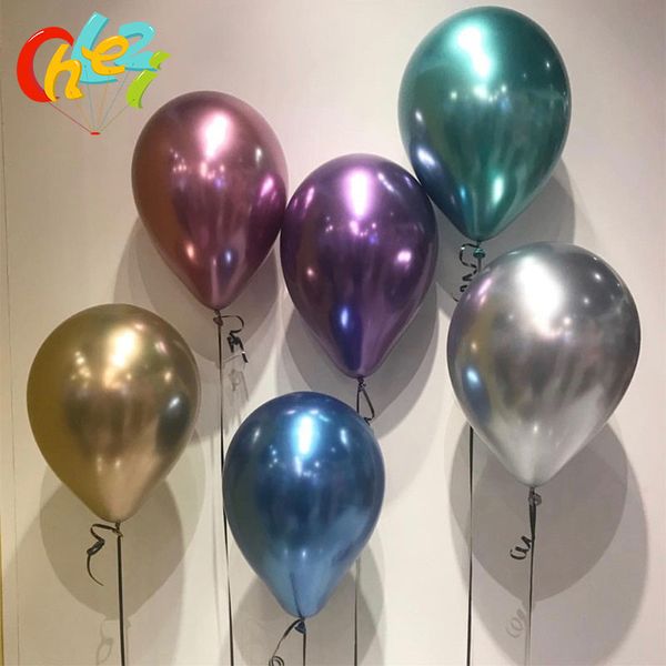 

50pcs/lot new 12 inch latex metallic balloons blue thick qualatex chrome gold balloon graduation bachelorette party decoration 1027