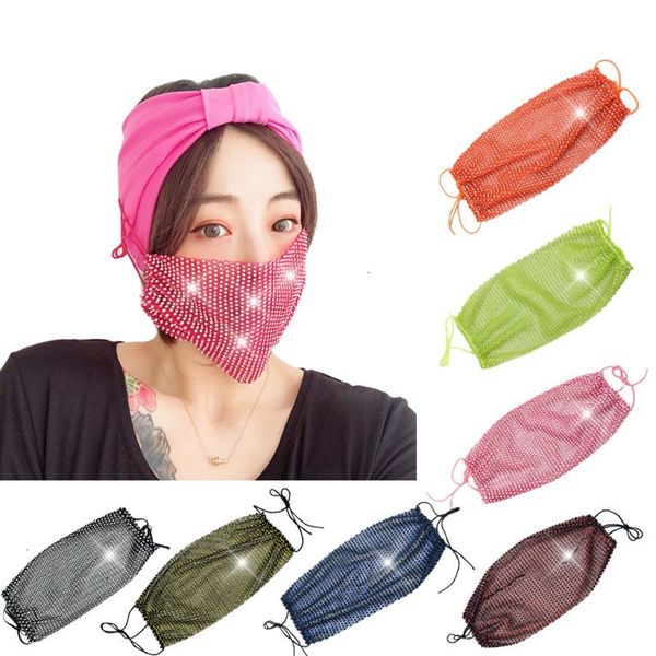 

reusable mask party mouth ladies windproof rhinestone shining face masks 9 color