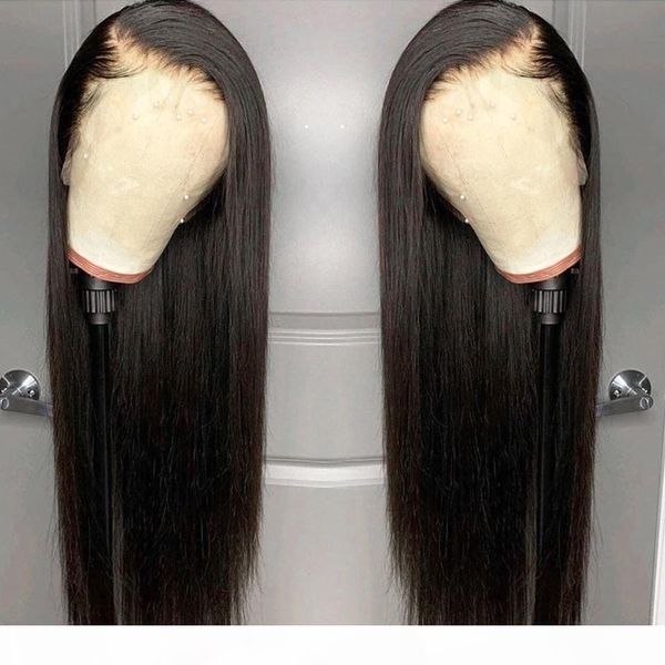 

13x6 frontal lace front fake scalp human hair wigs virgin glueless malaysian straight lacefront wig pre plucked with baby hair, Black;brown
